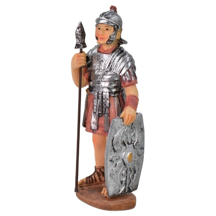 Roman soldier with spear and shield cm 9 in resin