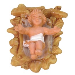 Niño Jesús con cuna de 2x2,7 cm en PVC