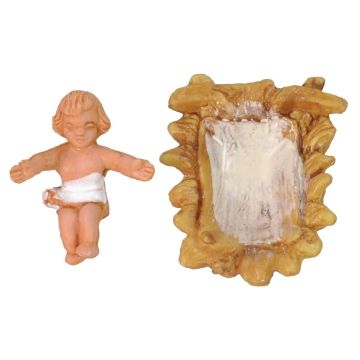 Niño Jesús con cuna de 2x2,7 cm en PVC