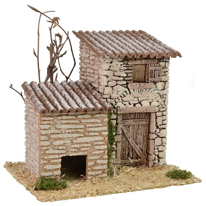 Casolare in pietra con rimessa cm 19x17x17 h