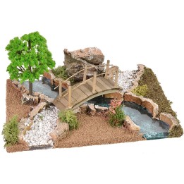 Depth effect river with bridge cm 26x18x13 h