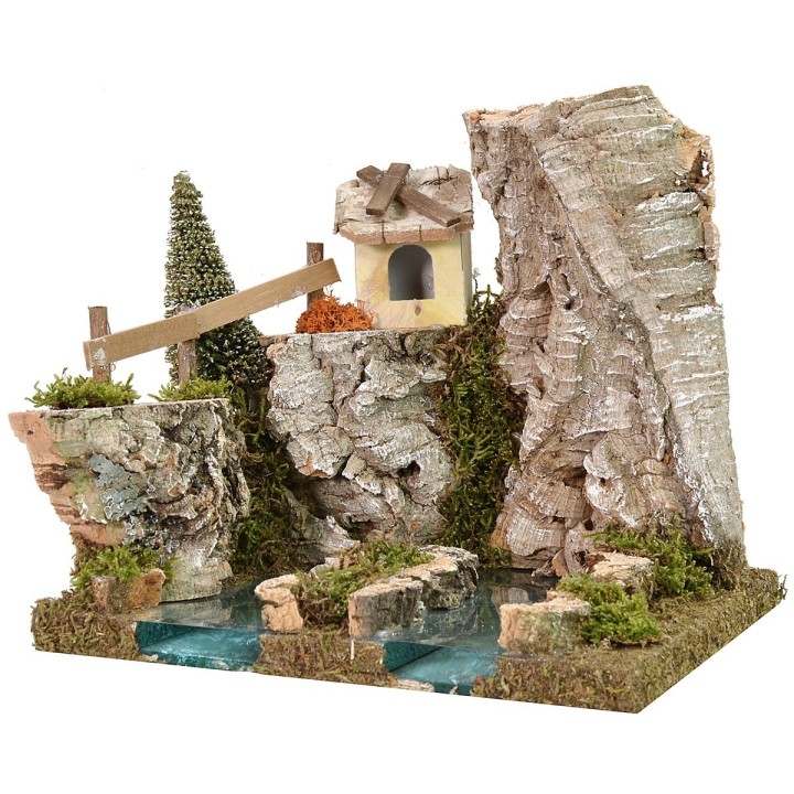 Sorgente del fiume effetto profondità con baita cm 18x16x15