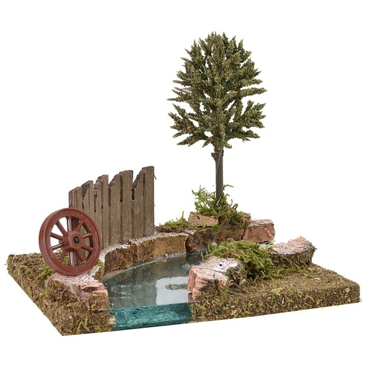 Curva de río con barandilla de 16x14x14 cm h