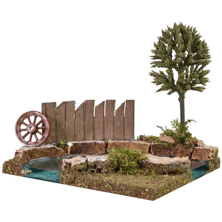 Curva de río con barandilla de 16x14x14 cm h