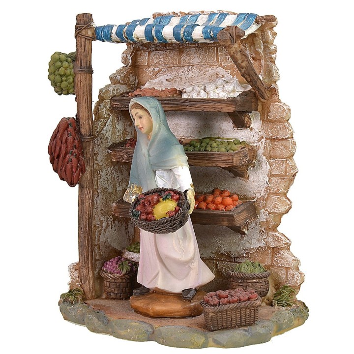 Resin shop with greengrocer cm 12,5x8,5x16,5 h