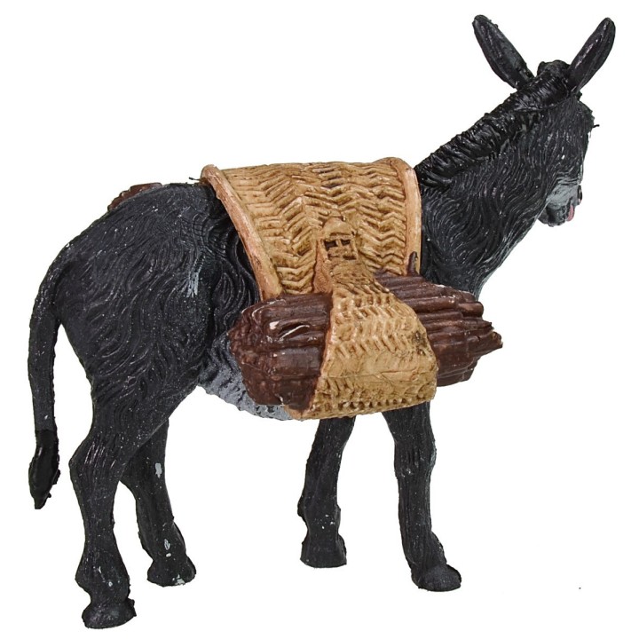 Asno con carga de leña cm 10x3x8 h