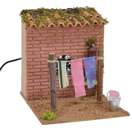 Drying rack with waving clothes and functioning lantern