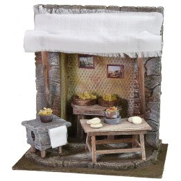 Ambientazione pastificio con forno a legna per presepe cm