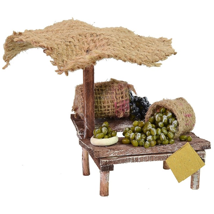 Bancarella con olive e ombrellone cm 8,5x7x12 h