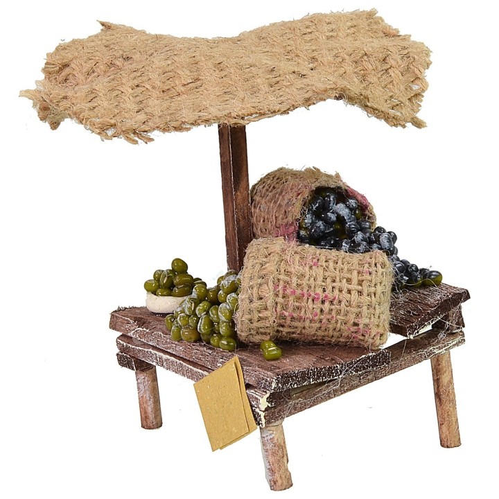 Bancarella con olive e ombrellone cm 8,5x7x12 h