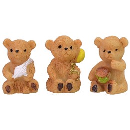 Set 3 orsetti in resina cm 1,8 h