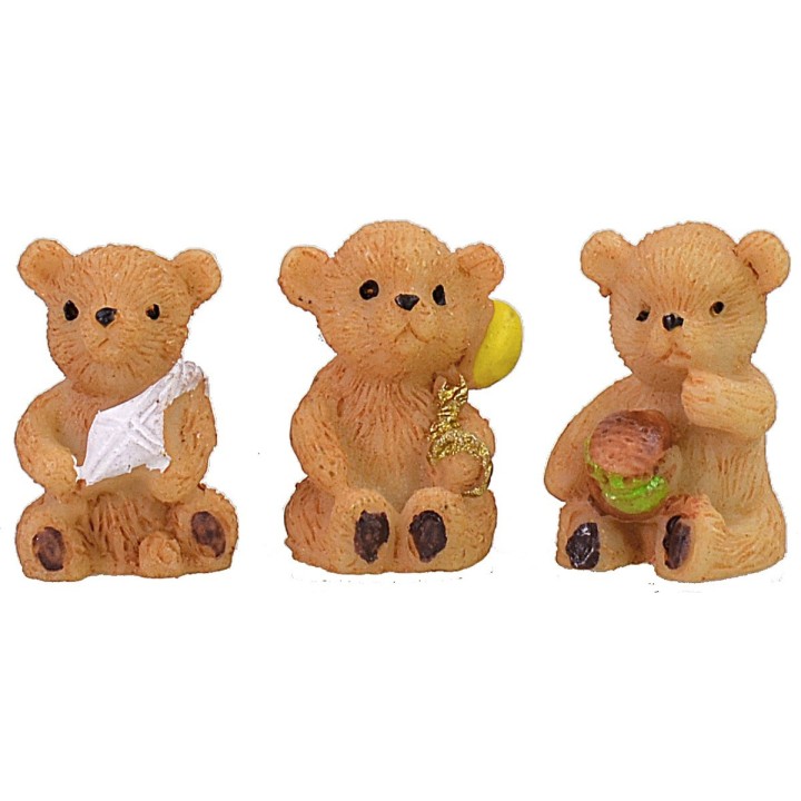 Set of 3 resin bears cm 1,8 h