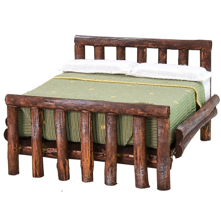 Cama de madera envejecida de dos plazas cm 11x13,5x8 h