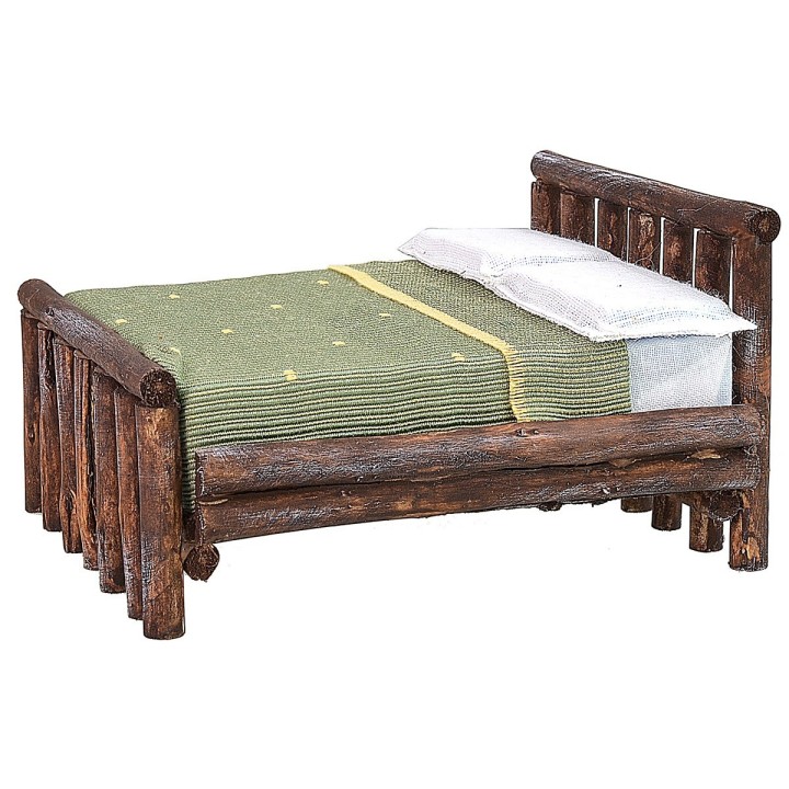 Cama de madera envejecida de dos plazas cm 11x13,5x8 h