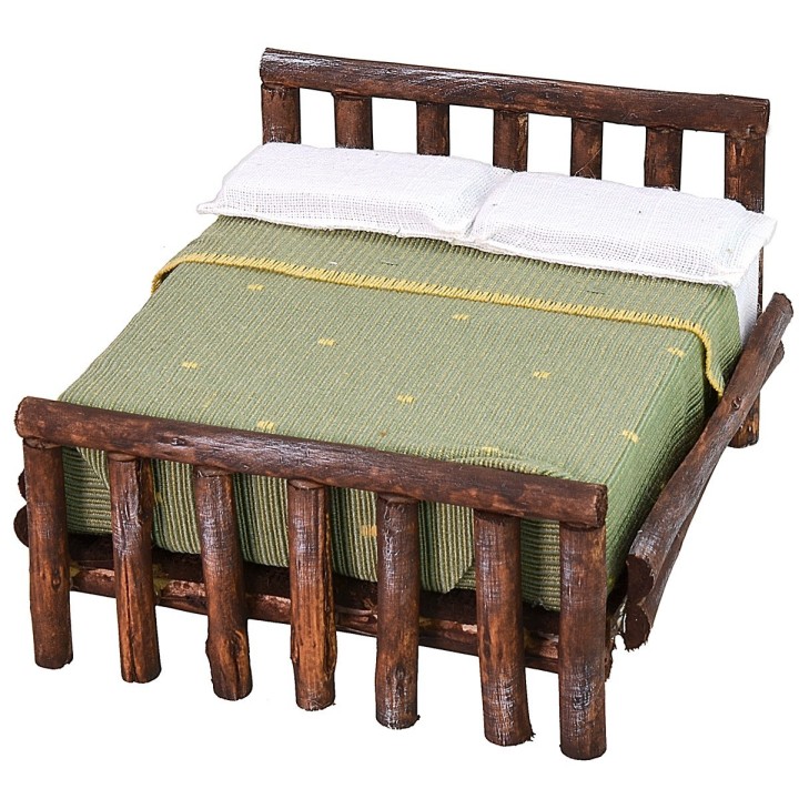 Cama de madera envejecida de dos plazas cm 11x13,5x8 h