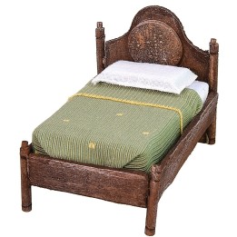 Single bed in antiqued wood with relief cm 8x13,5x10 h