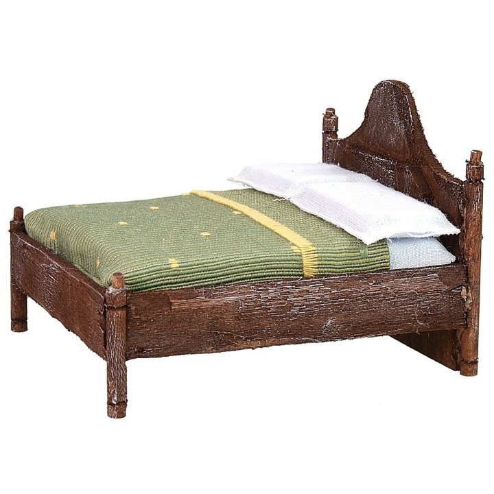 Letto matrimoniale in legno con testata ondulata cm 12x13,5x10 h