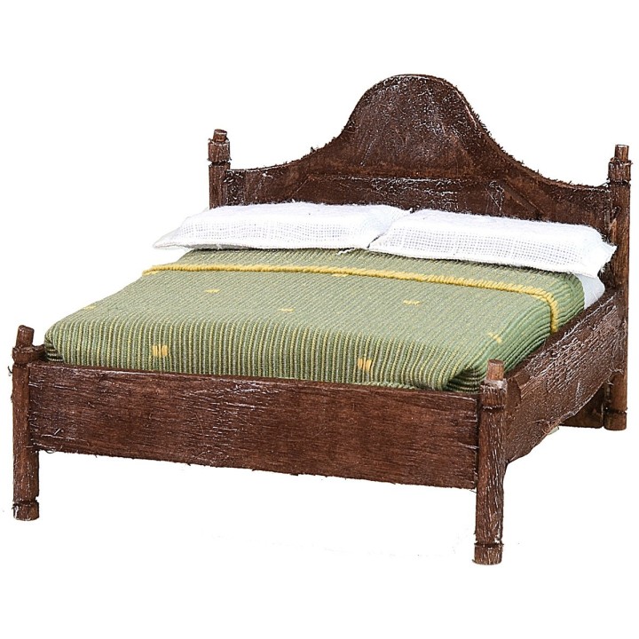 Letto matrimoniale in legno con testata ondulata cm 12x13,5x10 h