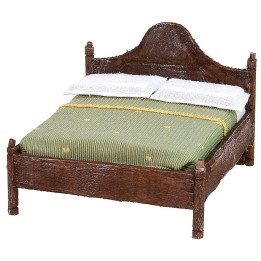 Cama matrimonial de madera con cabecera ondulada de 12x13,5x10