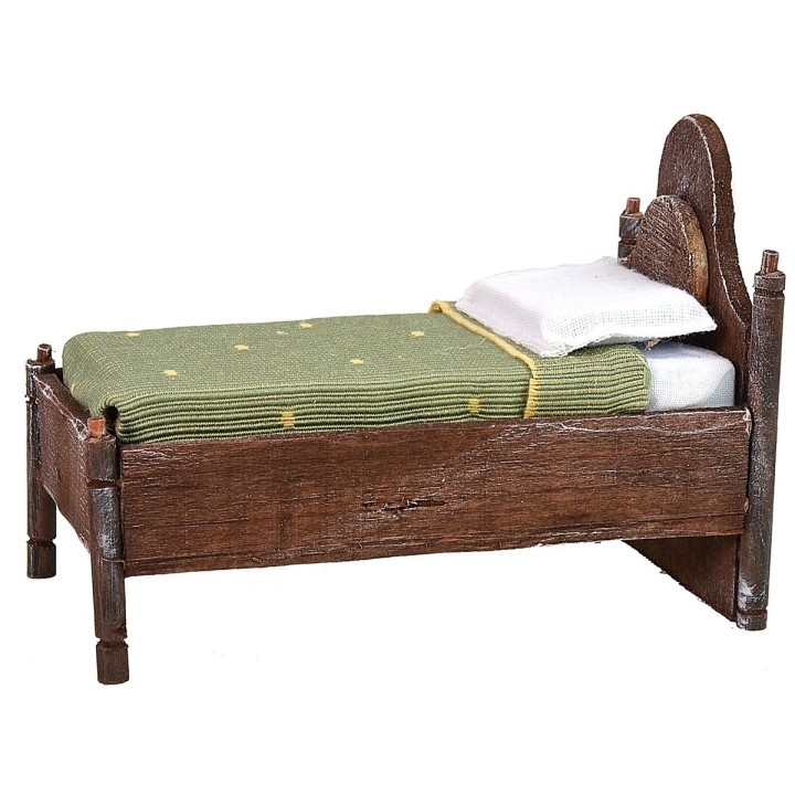 Cama individual de madera con cabecera ondulada de 7x11x8 cm h
