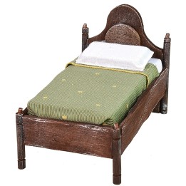 Cama individual de madera con cabecera ondulada de 7x11x8 cm h
