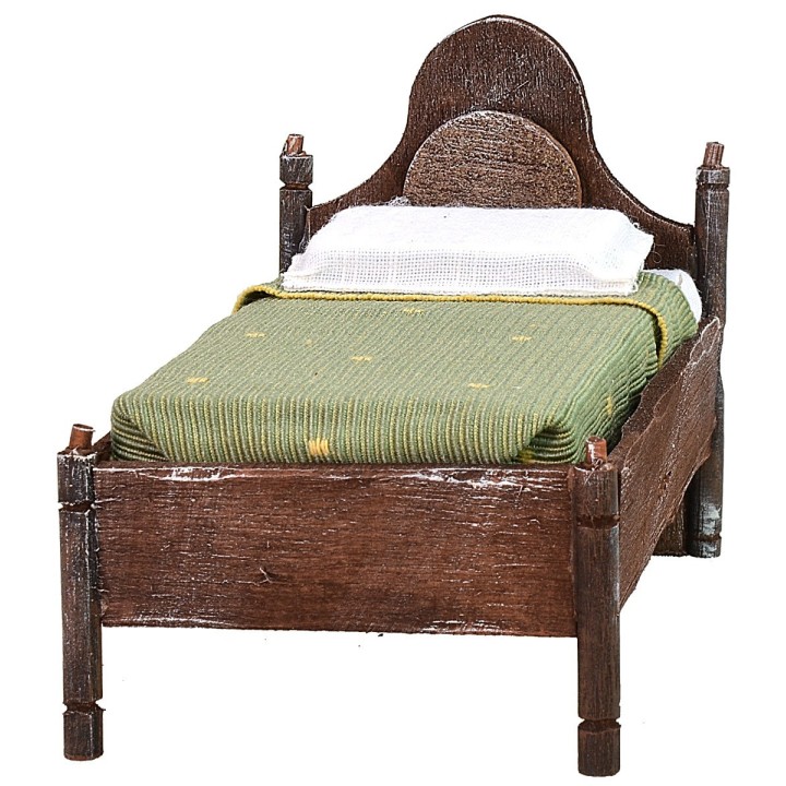 Cama individual de madera con cabecera ondulada de 7x11x8 cm h