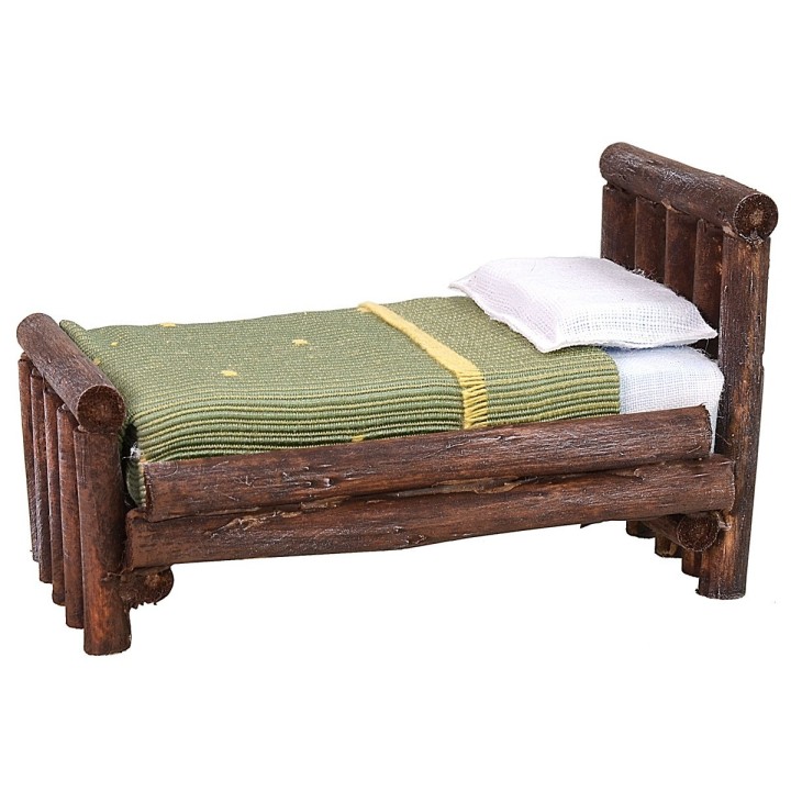 Cama de madera envejecida de una plaza cm 7,5x11x7 h