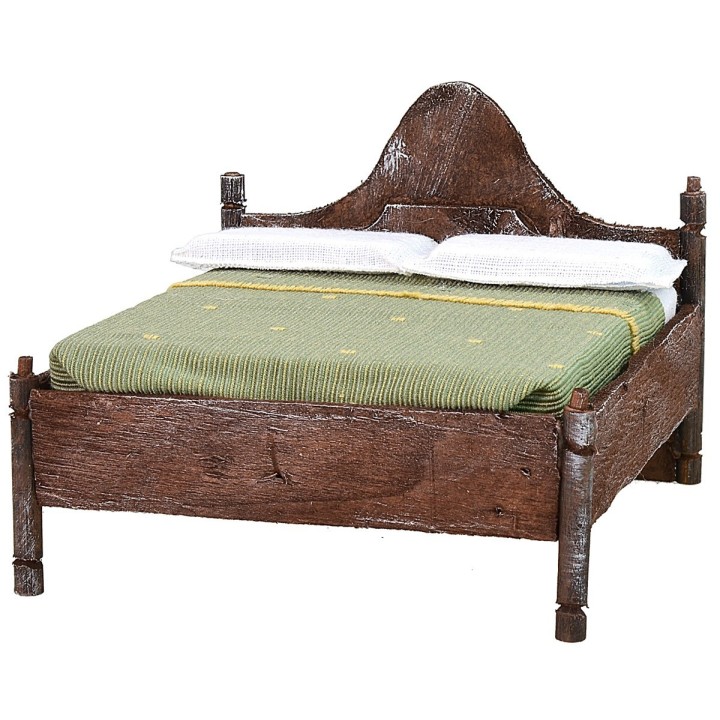 Wooden double bed with wavy headboard cm 10x11x8 h