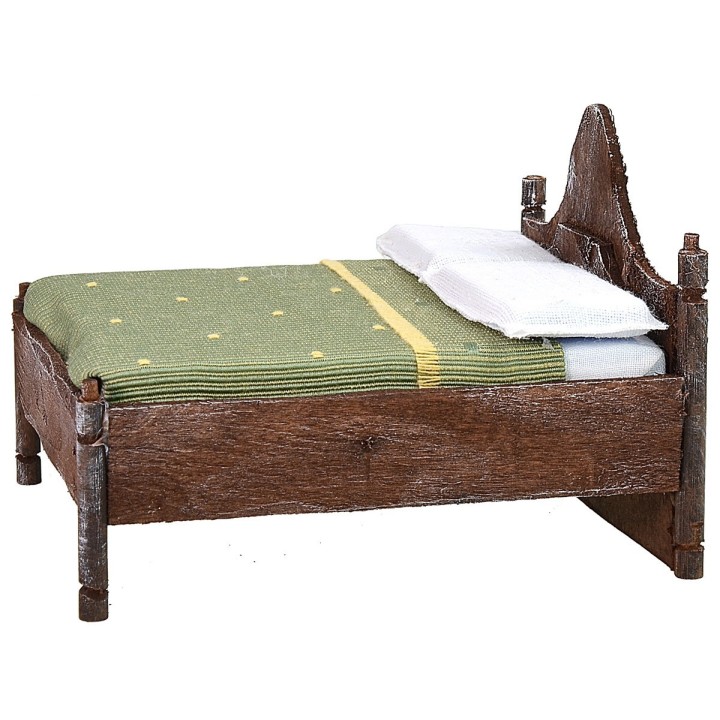 Letto matrimoniale in legno con testata ondulata cm 10x11x8 h