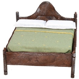 Cama matrimonial de madera con cabecera ondulada de 10x11x8 cm h