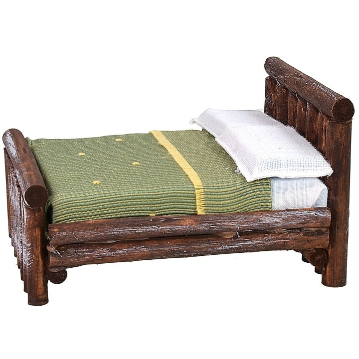 Double bed in antiqued wood cm 10,5x11x7 h
