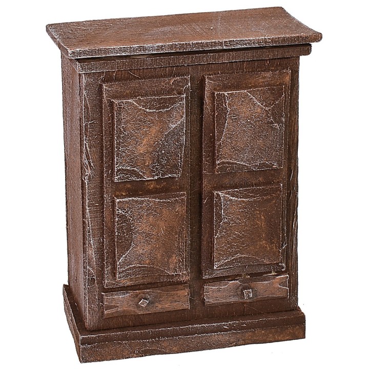 Armadio in legno antichizzato con ante e cassetti cm 8,5x4,5x11