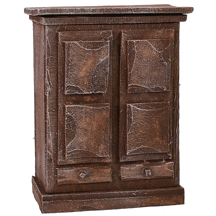 Armadio in legno antichizzato con ante e cassetti cm 8,5x4,5x11