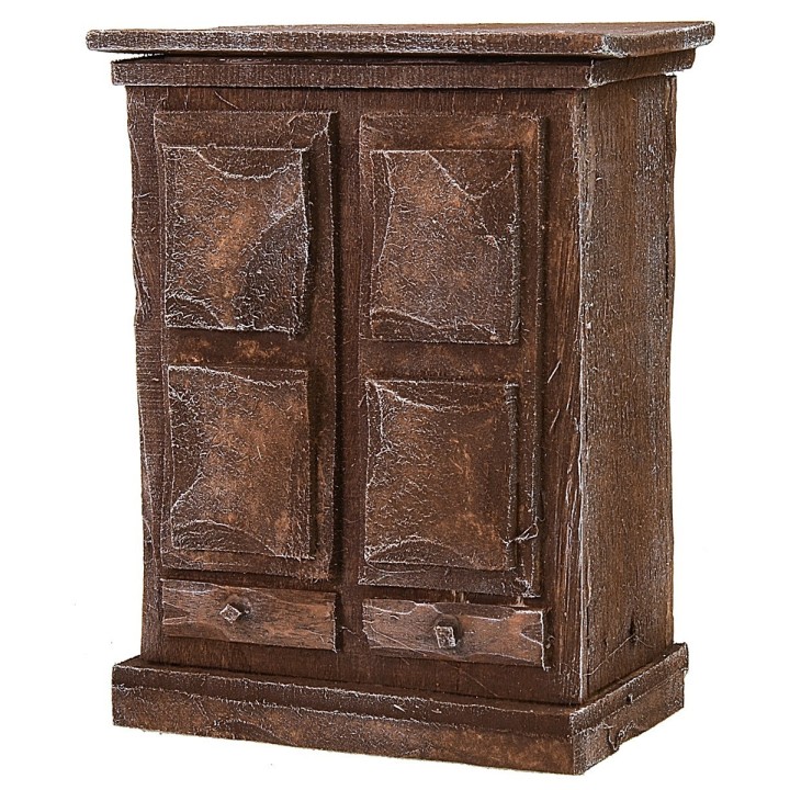 Armadio in legno antichizzato con ante e cassetti cm 8,5x4,5x11