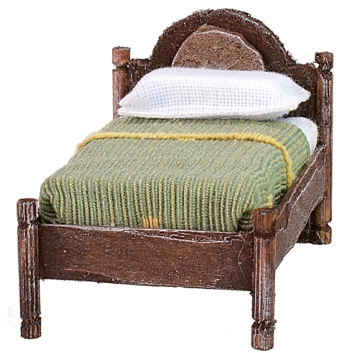 Letto singolo in legno antichizzato con soprarilievo cm 4x7x4,5
