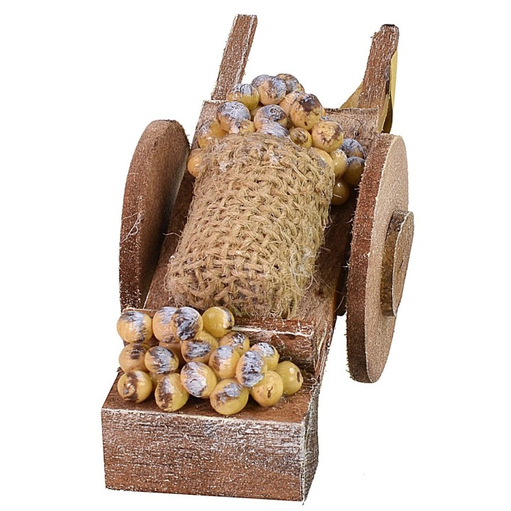 Carro de madera con patatas cm 14x5x5,6h