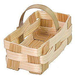 Cestino rettangolare con manico in vimini cm 4,1x2,1x2,7 h