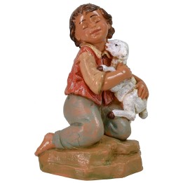 Bimbo inginocchiato con agnello serie 30 cm Fontanini