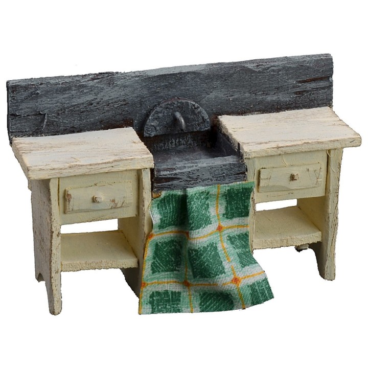 Lavabo de madera blanca de 13x4x8 cm h