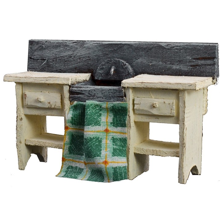 Lavabo de madera blanca de 13x4x8 cm h