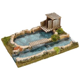Depth effect lake with shed cm 26x18x12 h