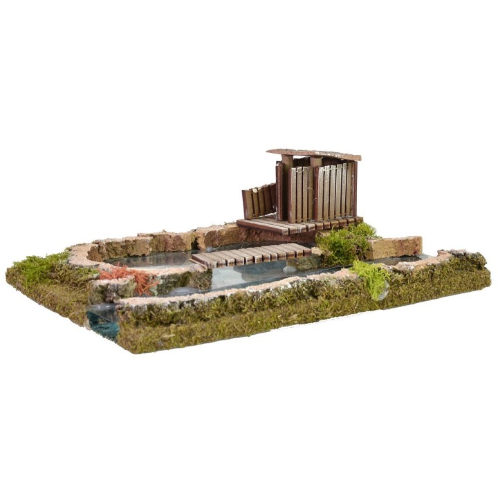 Depth effect lake with shed cm 26x18x12 h