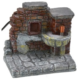 Functioning fountain with brick effect wall in resin cm