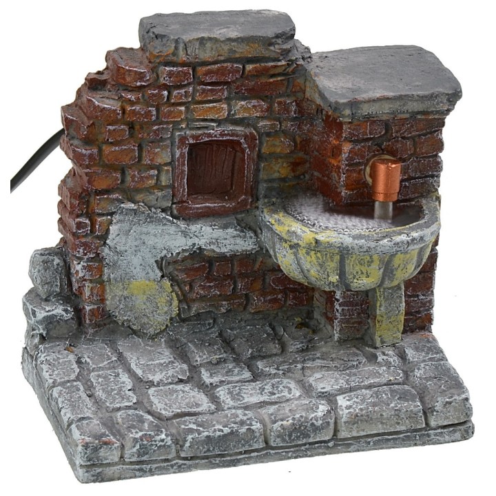 Functioning fountain with brick effect wall in resin cm