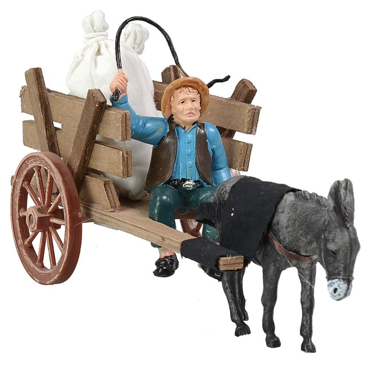 Carro con sacos y carretero cm 20x7,5x10 h