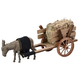 Cart with hay and donkey cm 20x7,5x8 h