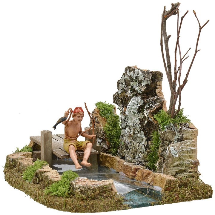 The pond with the fisherman landi depth effect
