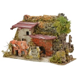 Casa stuccata con rimessa legna cm 27x12x18 h.