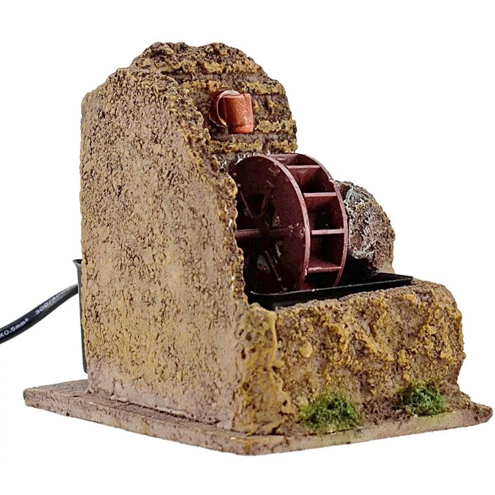 Mulino ad acqua funzionante presepe cm 12x10x13 h.