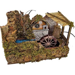 Mulino ad acqua con ruscello presepe cm 32x18x24 h.